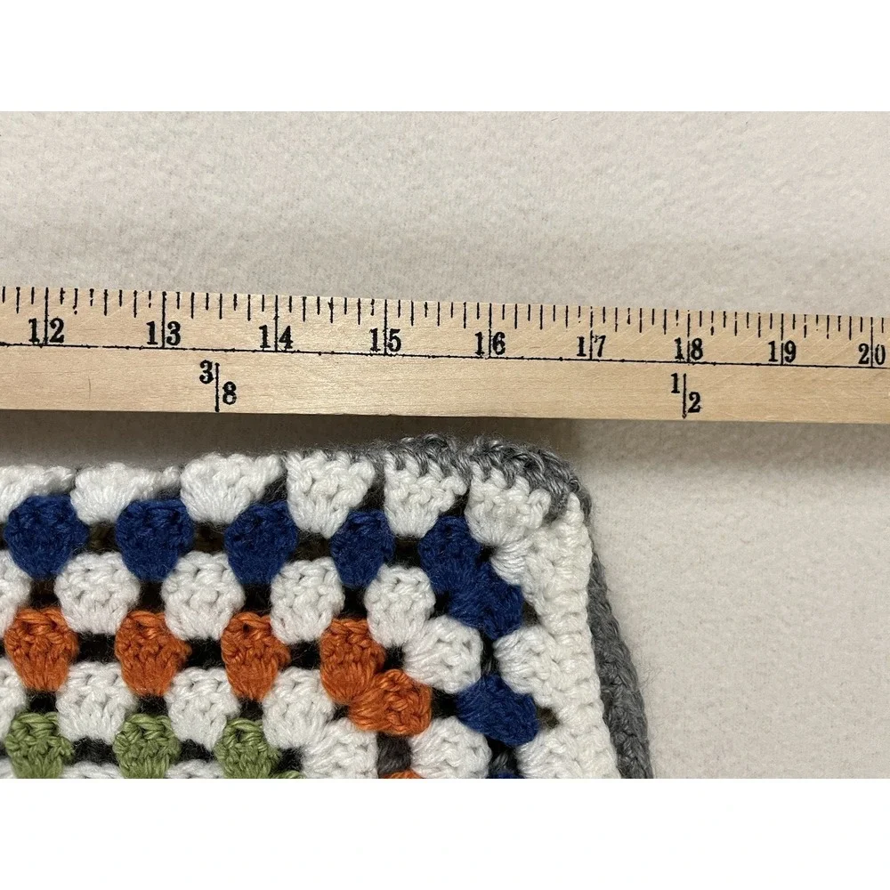 Crochet Pillow Sham Square Colorful Rainbow Handmade Cottage Boho Granny‎ Artsy